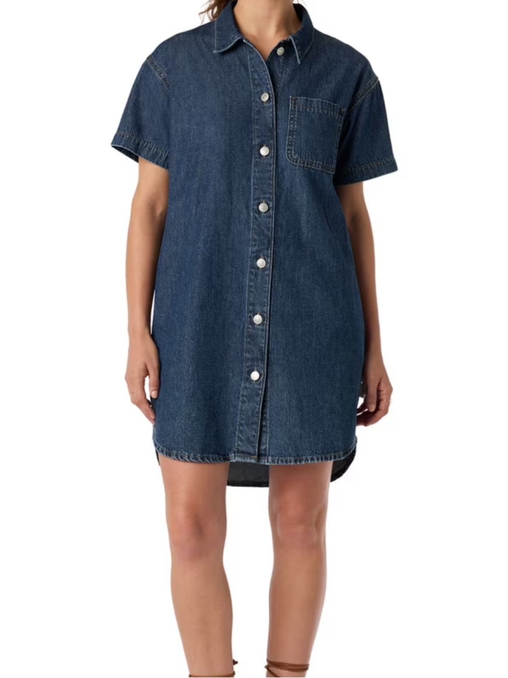 Levi’sStrauss Short -Sleeve Denim Shirt Mini Dress in Dark Blue Medium
